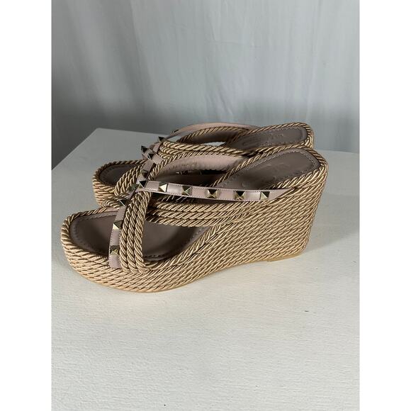 Valentino 'Rockstud' Purple Torchon Espadrille Wedge Sandal Size 9 US / 39 EU - Picture 2 of 8